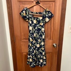 Old Navy Blue floral Sundress with Flutter Sleeves